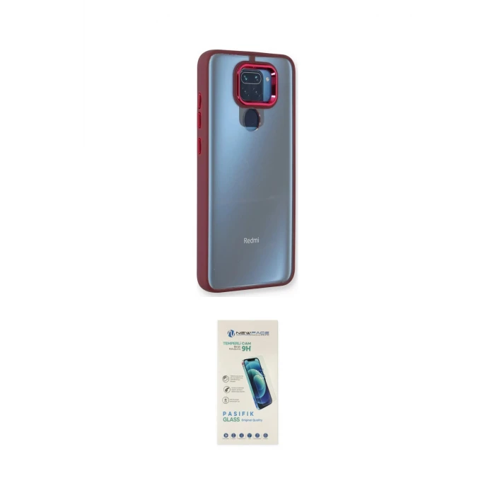 ieg™ Redmi Note 9 Kılıf Eksen Doku Prime - Şeffaf Pasifik Cam Ekran Koruyucu