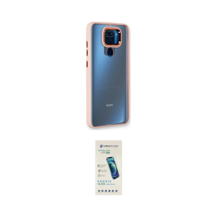 ieg™ Redmi Note 9 Kılıf Eksen Doku Prime - Şeffaf Pasifik Cam Ekran Koruyucu