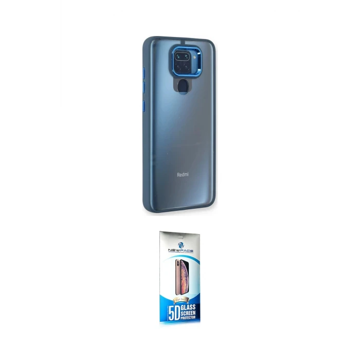 ieg™ Redmi Note 9 Kılıf Eksen Doku Prime - Siyah 5D Eko Cam Ekran Koruyucu