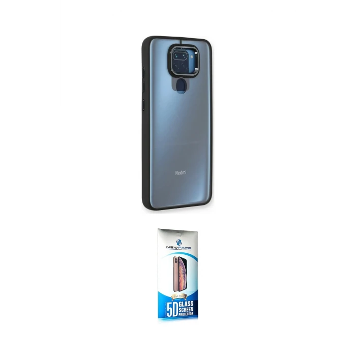 ieg™ Redmi Note 9 Kılıf Eksen Doku Prime - Siyah 5D Eko Cam Ekran Koruyucu