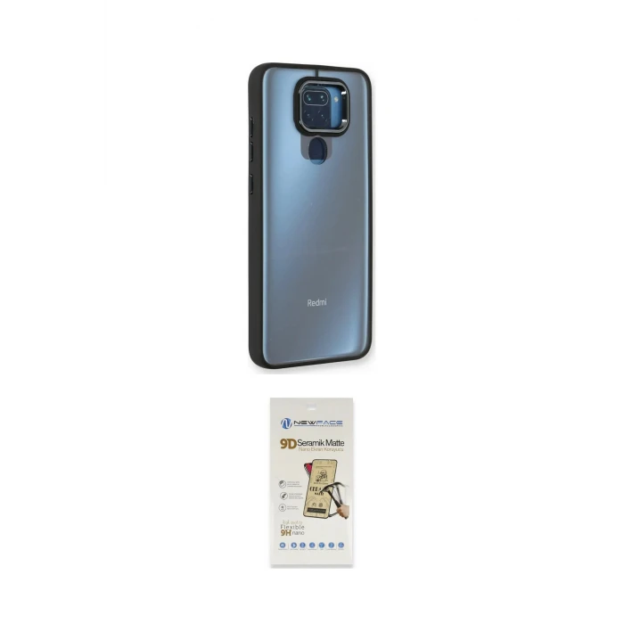 ieg™ Redmi Note 9 Kılıf Eksen Doku Prime - Siyah Mat Seramik Nano Ekran Koruyucu