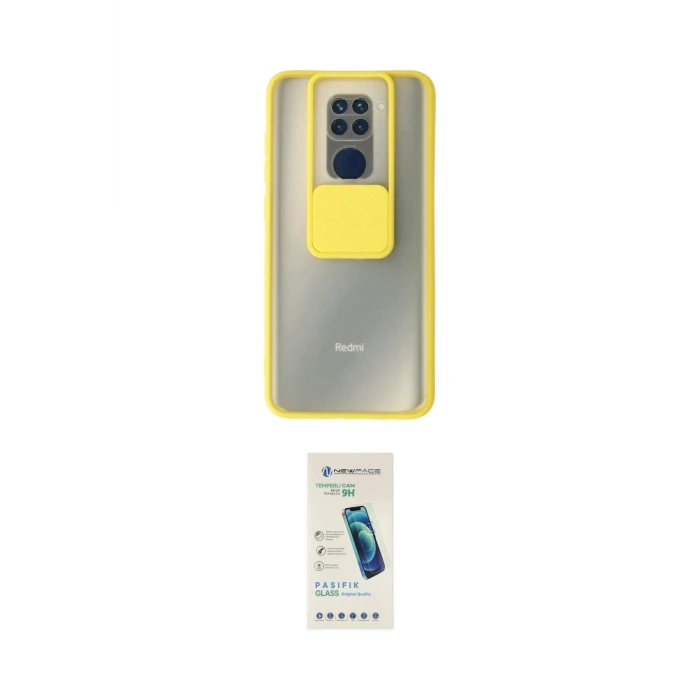 ieg™ Redmi Note 9 Kılıf Vadi Çizgi - Şeffaf Pasifik Cam Ekran Koruyucu