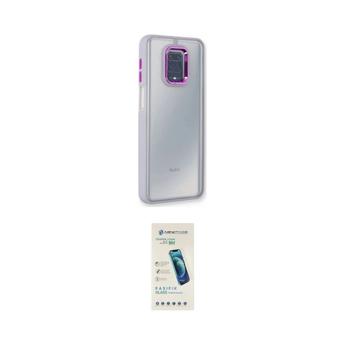 ieg™ Redmi Note 9 Pro Kılıf Eksen Doku Prime - Şeffaf Pasifik Cam Ekran Koruyucu