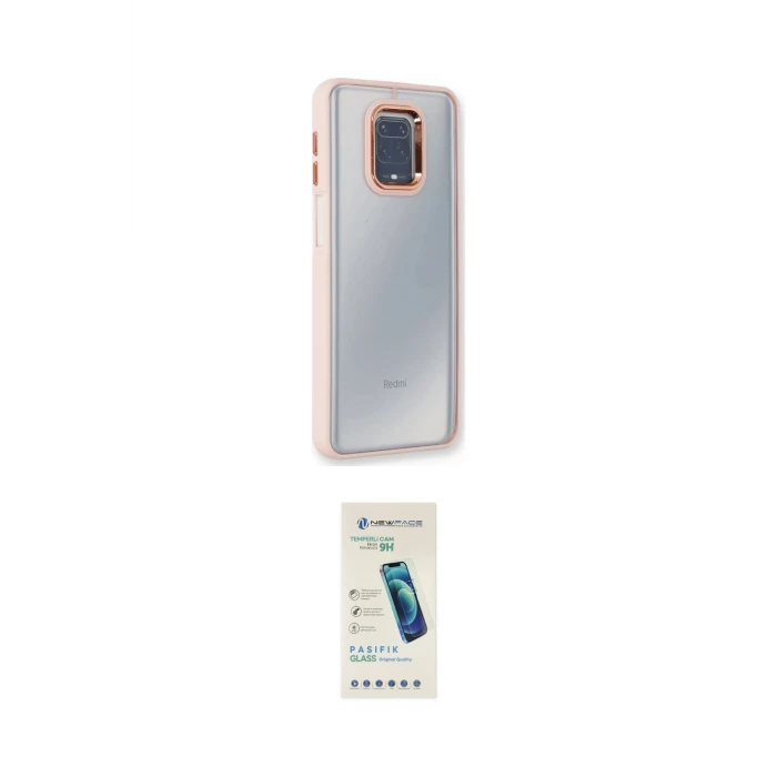 ieg™ Redmi Note 9 Pro Kılıf Eksen Doku Prime - Şeffaf Pasifik Cam Ekran Koruyucu