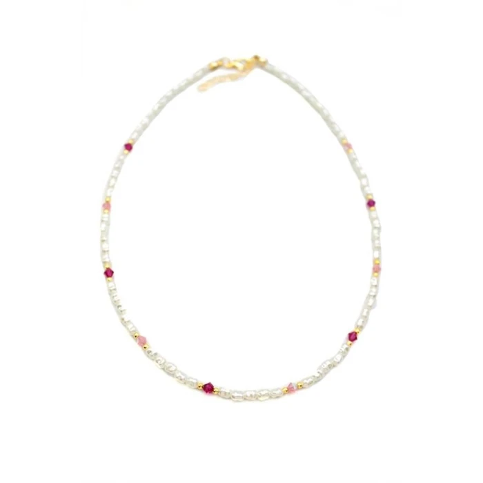 ieg™ Renkli Boncuklu İnci Kolye - Fuşya