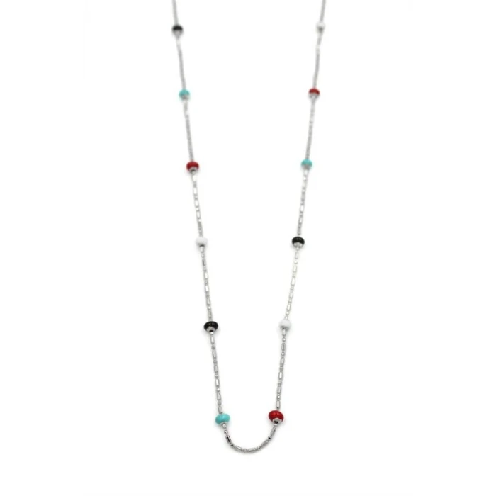 ieg™ Renkli Boncuklu Zincir Kolye - Gümüş