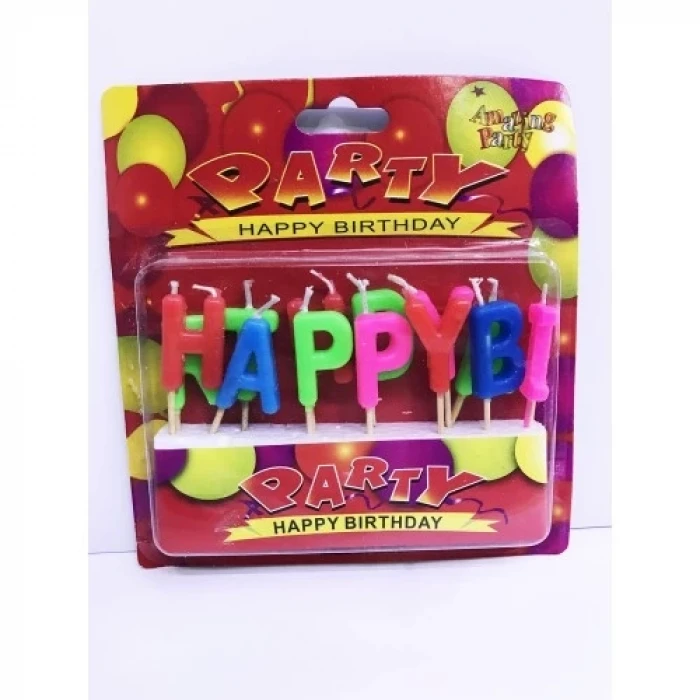 ieg™ Renkli Happy Birthday Yazılı Mum