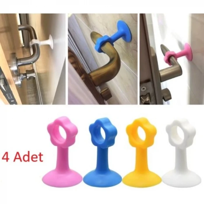 ieg™ Renkli Vantuzlu Geçmeli Kapı Kolu Stoper 4lü Set