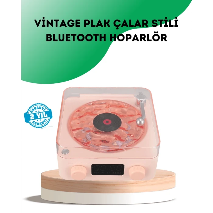 ieg™ Retro Bluetooth Hoparlör – Kristal Ses, Gece Lambası, Saatli Tasarım