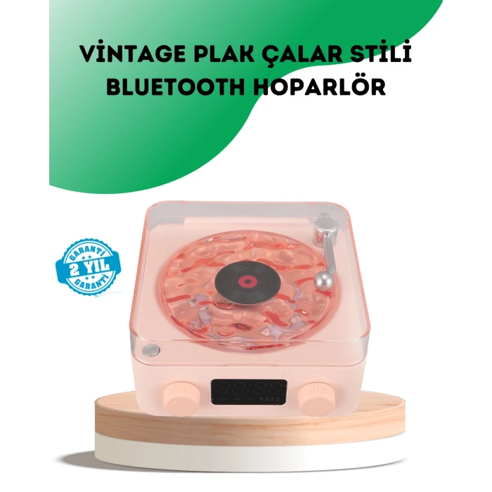 ieg™ Retro Bluetooth Hoparlör – Kristal Ses Gece Lambası Saatli Tasarım