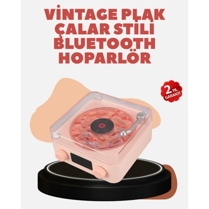 ieg™ Retro Kristal Netliğinde Ses – Gece Işıklı Retro Bluetooth Hoparlör