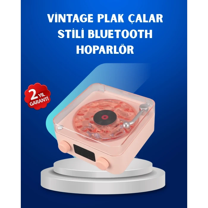 ieg™ Retro Saatli Bluetooth Hoparlör – Gece Lambalı Kristal Ses Kalitesi