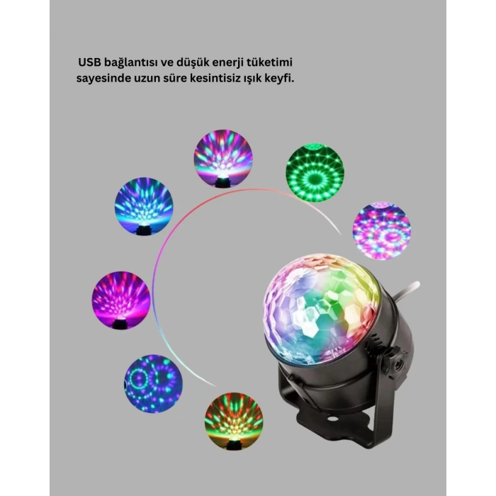 ieg™ RGB LED Disko Küresi 7 Modlu Uzaktan Kumandalı
