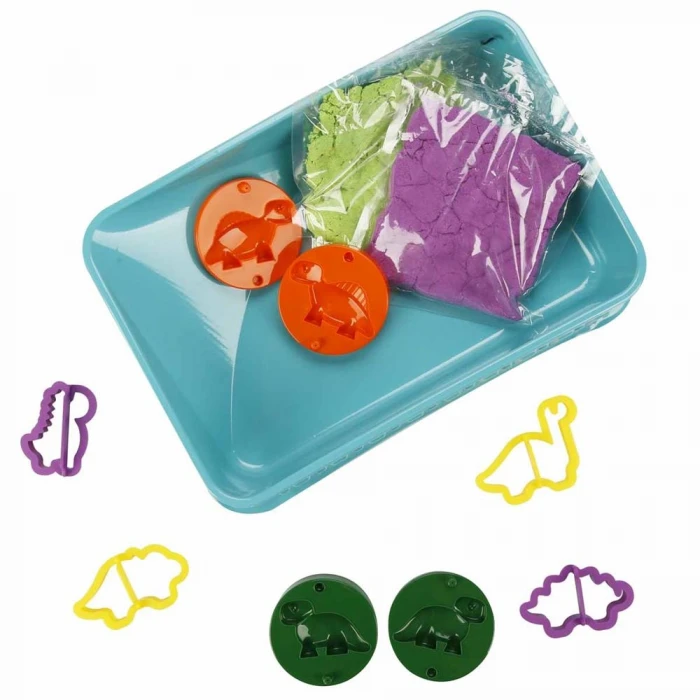 ieg™ S02003618 OYUN KUM SET DINO 2X125GR.MOR/YŞL.11PRÇ