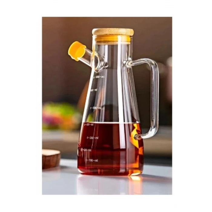 ieg™ Salkım 900 Ml Bambu Kapaklı Cam Yağdanlık -CLKN-1800