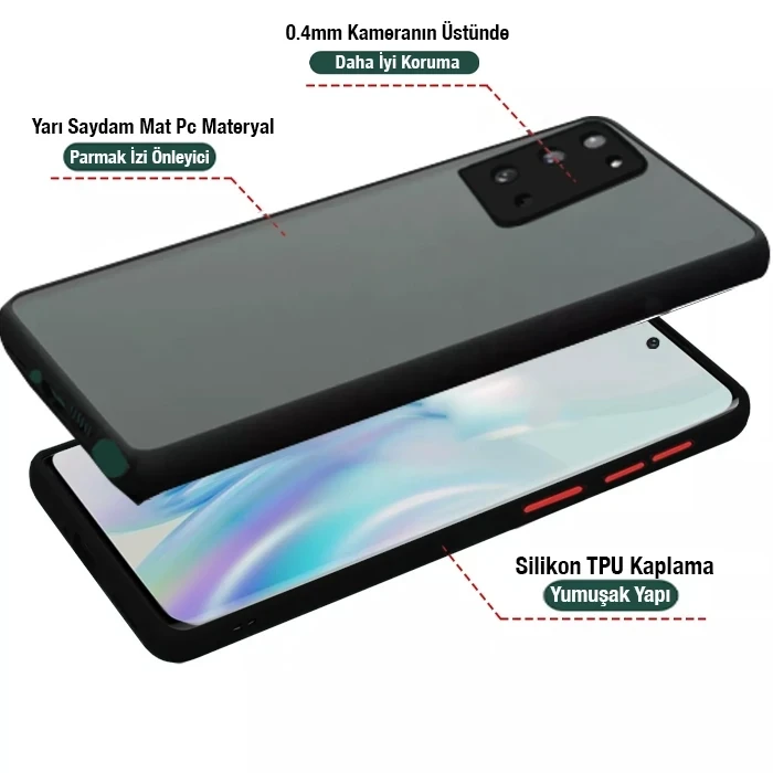 ieg™ Samsung Galaxy Note 20 Pro Kamera Lens Korumalı Kılıf Premium Silikon Kılıf