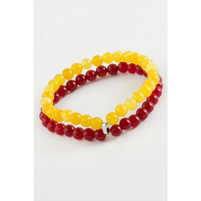 ieg™ Sarı Kırmızı Doğaltaş Bileklik 6 mm