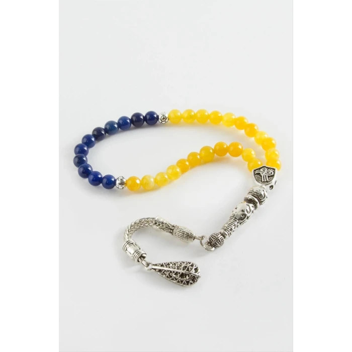 ieg™ Sarı Lacivert Ceyt Doğaltaş Tesbih 6 mm