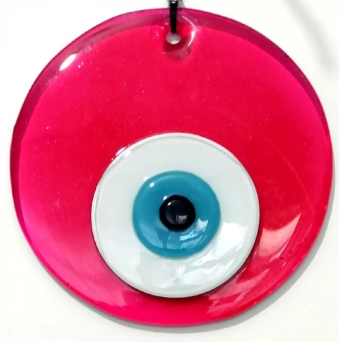ieg™ Şeffaf Pembe El Yapımı Cam Nazar Boncuklu Duvar Dekoru