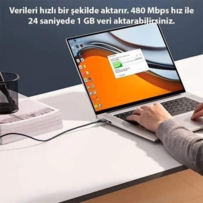 ieg™ Şeffaf Uçlu iPhone 45w Usb Hızlı ve Dayanıklı Şarj ve Data Işıklı Örgü Kablo 1 Metre