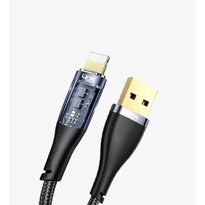ieg™ Şeffaf Uçlu iPhone 45w Usb Hızlı ve Dayanıklı Şarj ve Data Işıklı Örgü Kablo 1 Metre