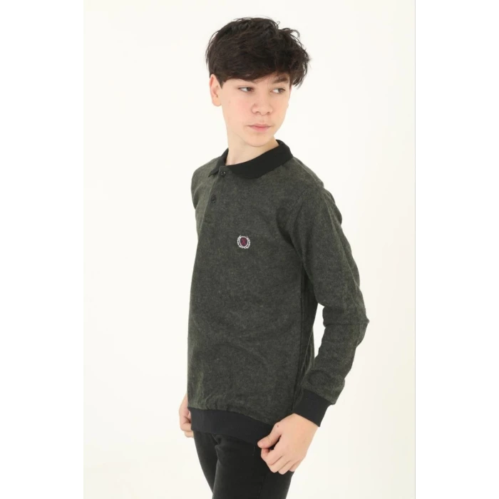 ieg™      Selanik Yaka Nakışlı Kazak - Haki -