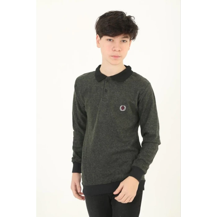 ieg™      Selanik Yaka Nakışlı Kazak - Haki -