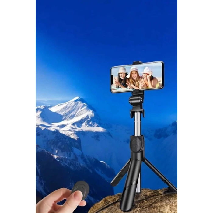 ieg™ Selfie Çubuğu Tripod Kumandalı Telefon Tutucu Siyah