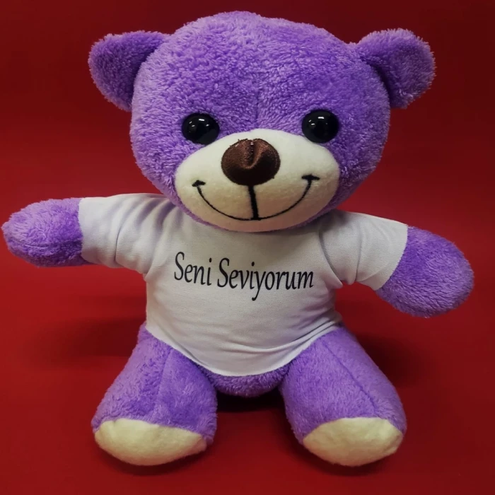 ieg™ Seni Seviyorum Tişörtlü Mor Peluş Ayıcık