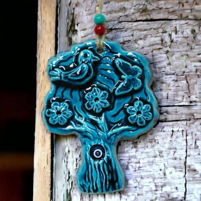 ieg™ Seramik Kuşlu Nazar Boncuklu Ağaç Modelli Duvar Süsü