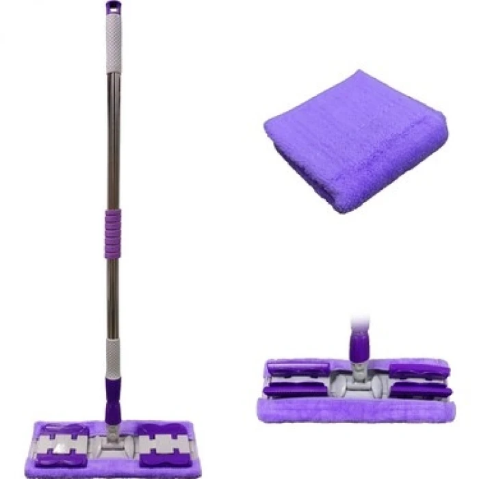 ieg™ Sihirli Spin Mop Teleskopik Çok Amaçlı Mop +1 Bez Hediyeli - Mor