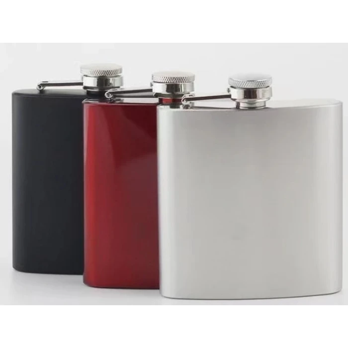 ieg™ Siyah 6 oz Çelik Cep İçki Kanyak Matarası