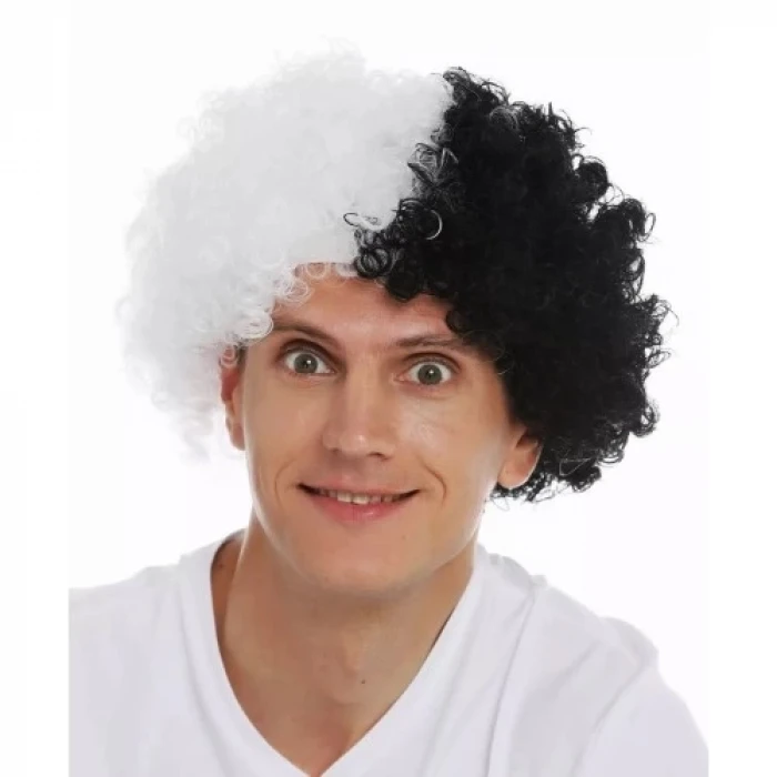 ieg™ Siyah Beyaz Kıvırcık Afro Bonus Taraftar Peruğu