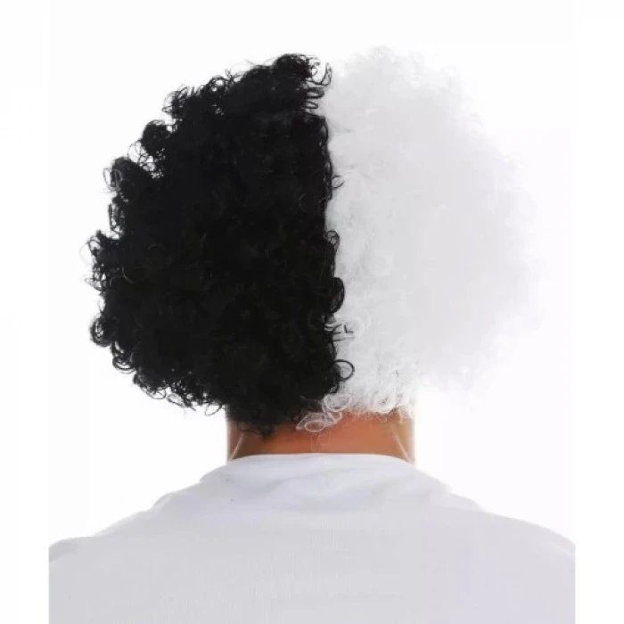 ieg™ Siyah Beyaz Kıvırcık Afro Bonus Taraftar Peruğu