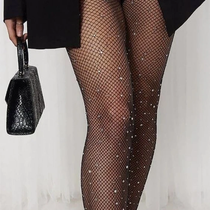 ieg™ Siyah File Taşlı Çorap