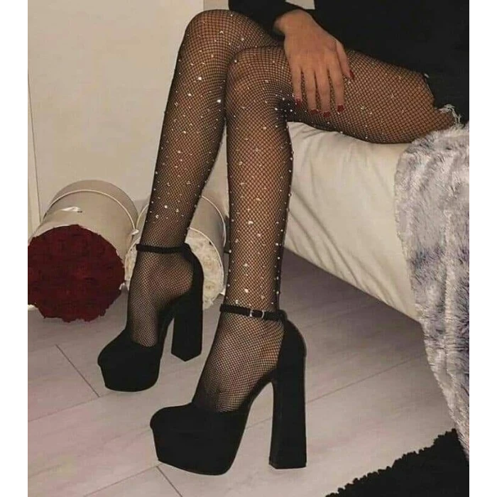 ieg™ Siyah File Taşlı Çorap