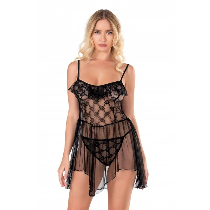 ieg™ Siyah Kısa Tül Gecelik