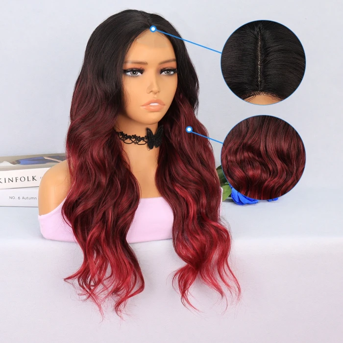 ieg™ Siyah Kızıl Ombreli Tül Peruk