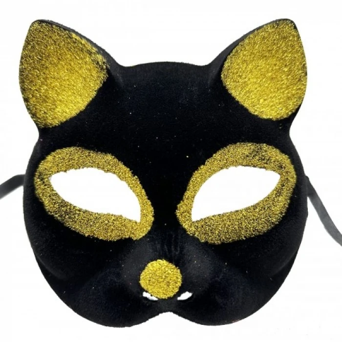 ieg™ Siyah Renk Gold Simli Kedi Maskesi