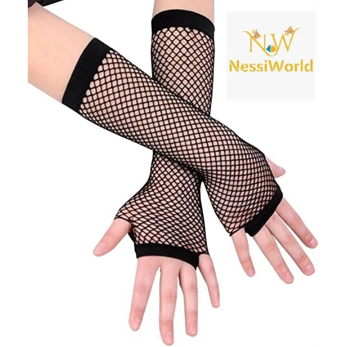 ieg™ Siyah Renk Uzun File Eldiven - Örgü Eldiven Siyah Renk