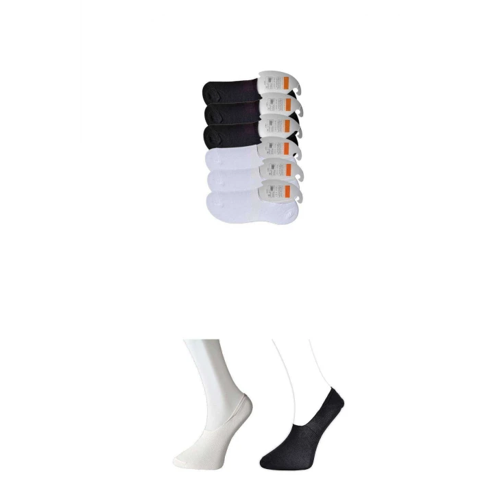 ieg™ Siyah ve Beyaz Erkek Babet Çorap 6 çift