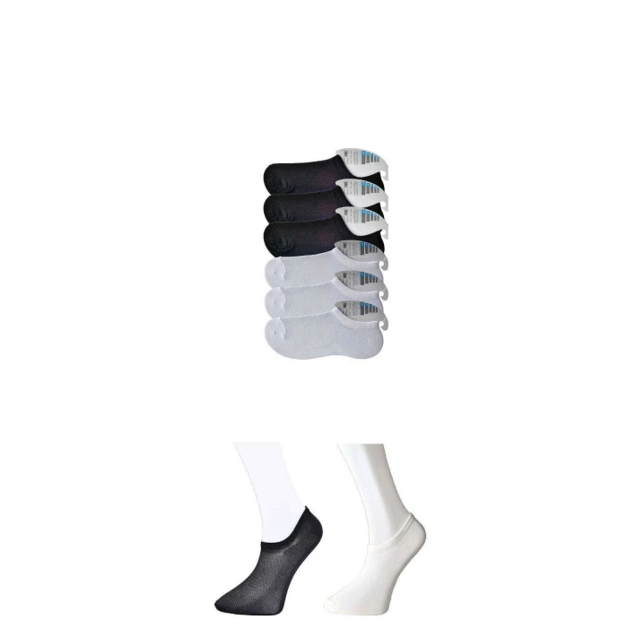 ieg™ Siyah ve Beyaz Erkek Görünmez Çorap 6 çift