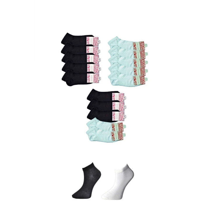 ieg™ Siyah ve Beyaz Kadın Bilek Çorap 15 çift