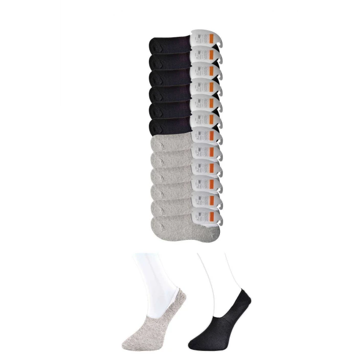 ieg™ Siyah ve Gri Erkek Babet Çorap 12 çift