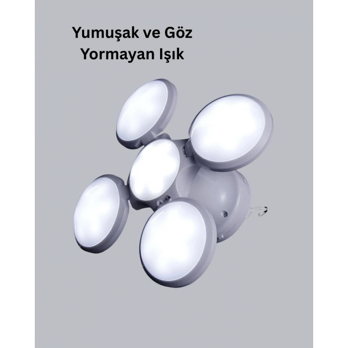 ieg™ Solar Güneş Enerjili ve USB Şarjlı 5 Kanatlı LED Kamp Lambası