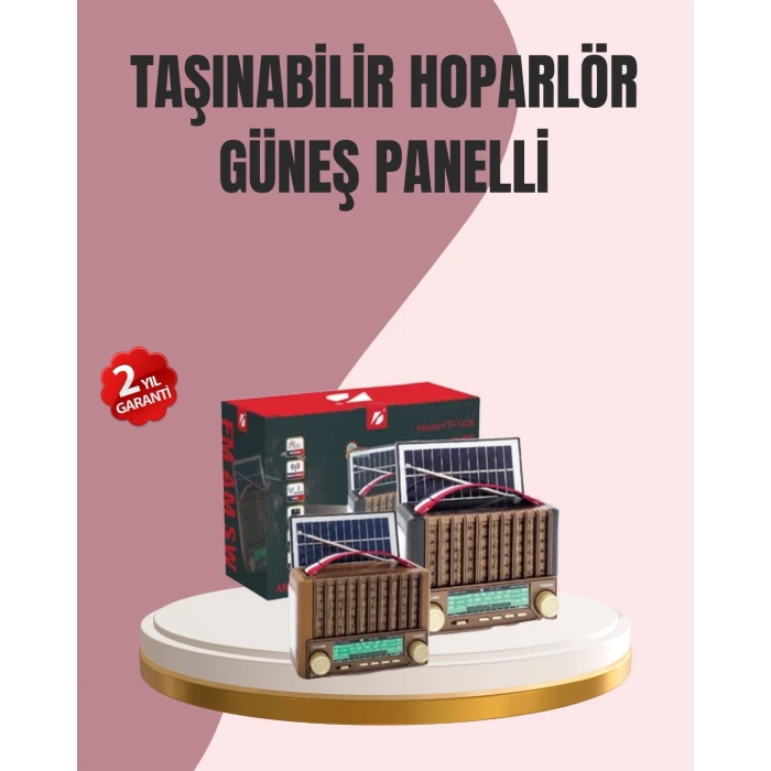 ieg™ Solar Panel Şarjlı Taşınabilir Radyo Bluetooth Hoparlör Müzik Kutusu