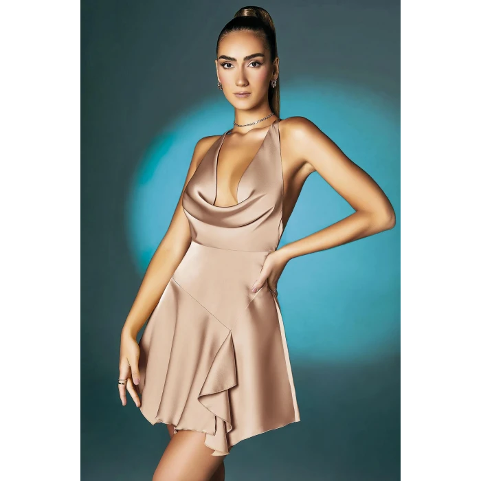 ieg™ Somon Askılı Degajeli Fantezi Mini Elbise