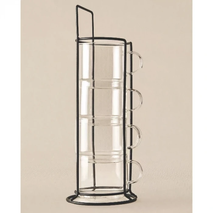 ieg™ Standlı Borosilikat 4lü Fincan Seti