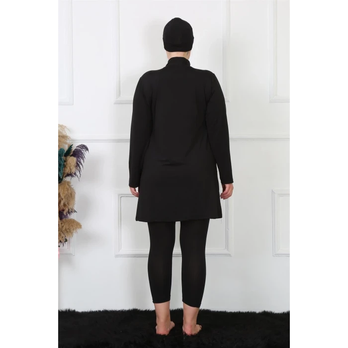 ieg ™ Tam Kapalı Büyük Beden Siyah Mayo