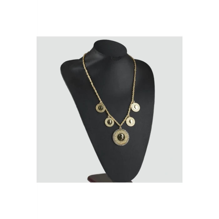 ieg™ Taşlı Beşi Bir Yerde Altın Kaplama Kolye